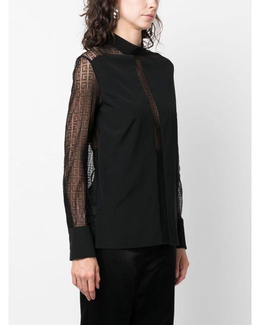 Givenchy Black 4G-Pattern Silk Blouse