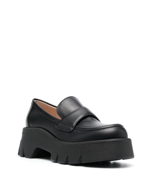 Gianvito Rossi Black 75mm Chunky Leather Loafers
