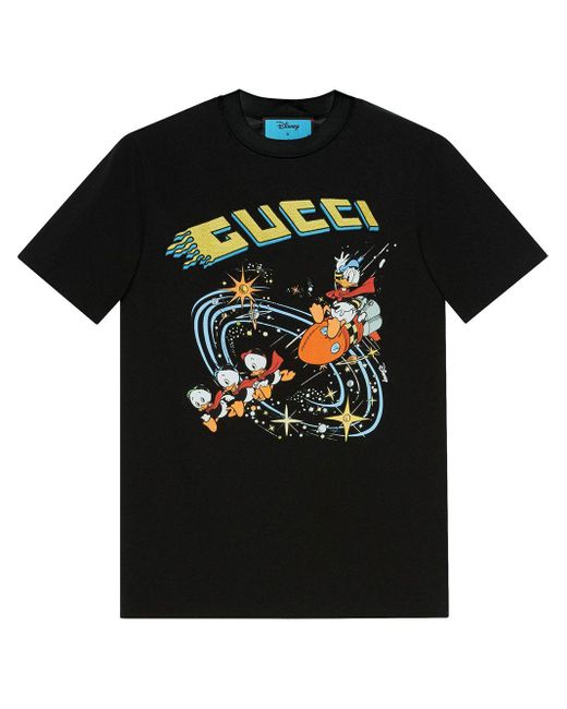 Gucci Black X Disney Donald Duck Print T-shirt