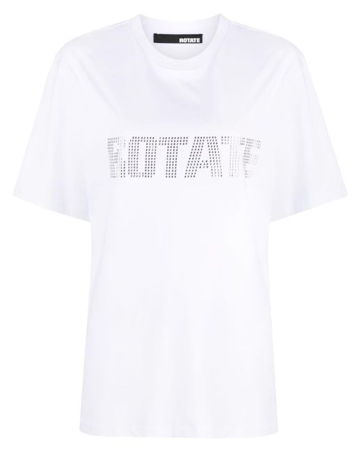 ROTATE BIRGER CHRISTENSEN White Logo-print Organic-cotton T-shirt