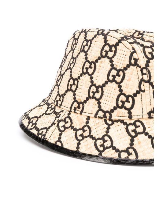 Gucci Natural GG Fedora Hat With Snakeskin