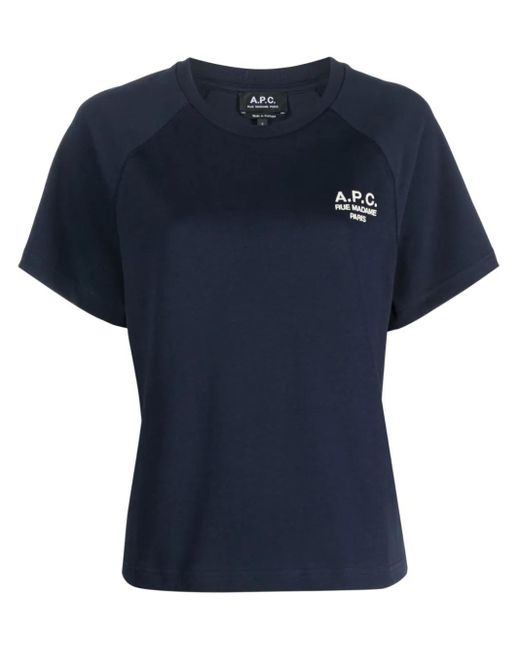 A.P.C. Blue Logo-embroidered Cotton T-shirt