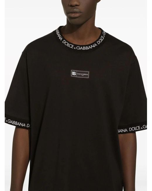 Dolce & Gabbana Black Logo Cotton T-Shirt for men
