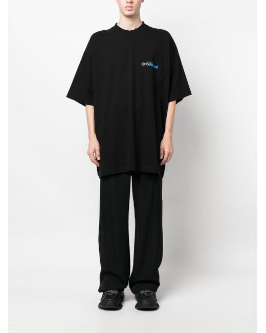 T-shirt nera oversize stampa logo di Vetements in Black da Uomo