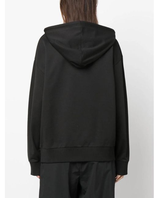 Moncler Black Embroidered-logo Cotton Hoodie