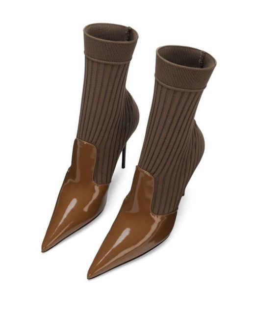 Dolce & Gabbana Brown Sock Ankle Boots