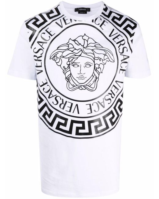 Versace White Medusa-print Cotton T-shirt for men