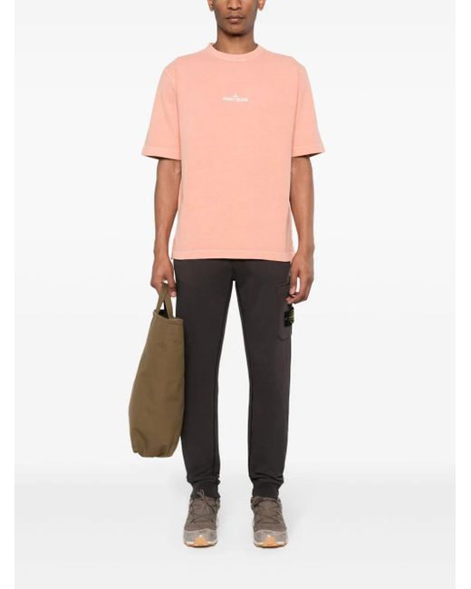 T-shirt con stampa di Stone Island in Pink da Uomo