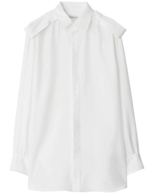 Burberry White Women's Shoulder Button Silk Shirt