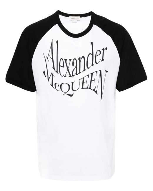 Alexander McQueen Black T-shirt Con Stampa Frontale for men