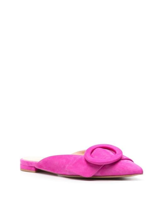Gianvito Rossi Pink Decorative-buckle Suede Mules