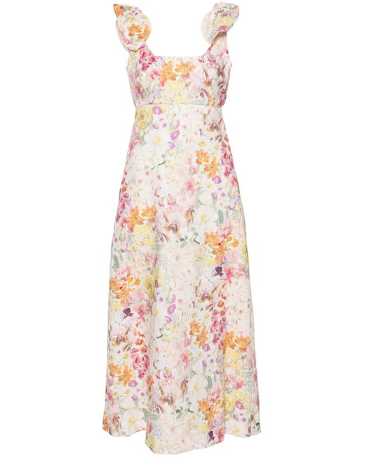 Zimmermann White Harmony Floral-Print Maxi Dress