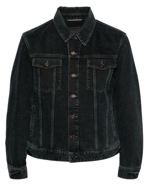 Saint Laurent Black Long-Sleeves Denim Jacket for men