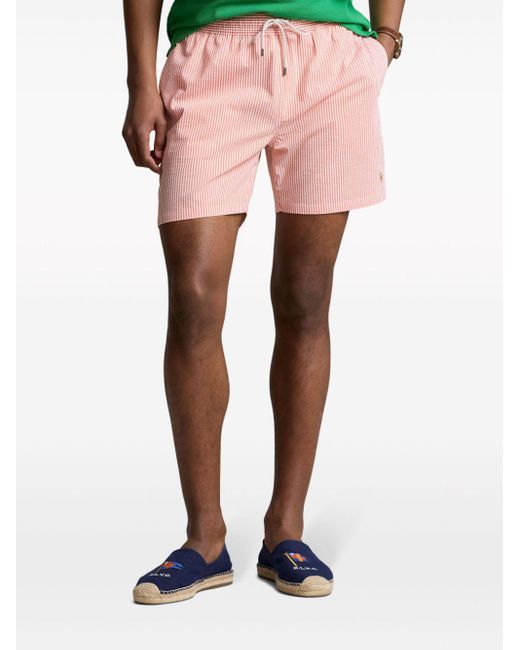 Polo Ralph Lauren Pink Stripe-pattern Swim Shorts for men