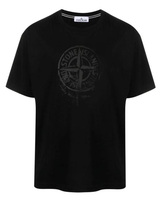 Stone Island Black T-shirt Con Logo for men