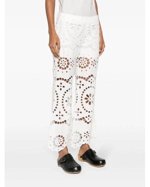 Zimmermann White Lexi Broderie Anglaise Trousers
