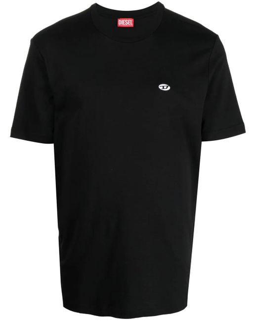 DIESEL Black T-Shirt With Embroidery for men