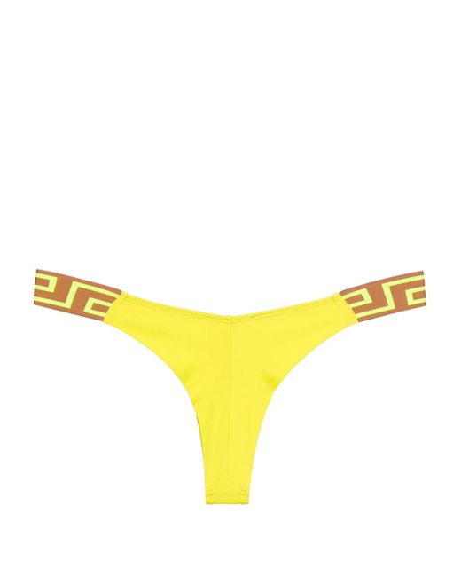 Slip Bikini Greca Border A Vita Bassa di Versace in Yellow