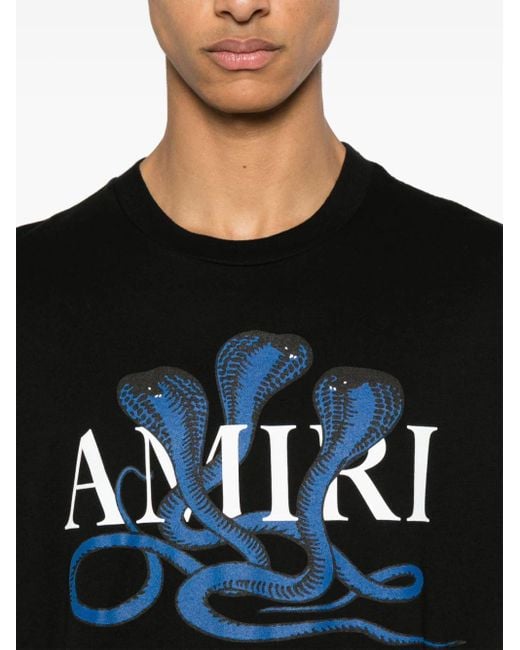 Amiri Black Brand-embellished Crewneck Cotton-jersey T-shirt for men