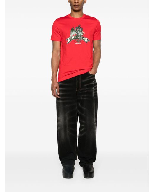 T-shirt con stampa dragon di Givenchy in Red da Uomo