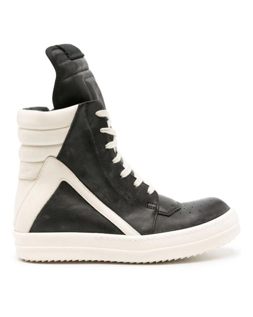 Rick Owens Black Geobasket Lace-up Leather High-top Trainers