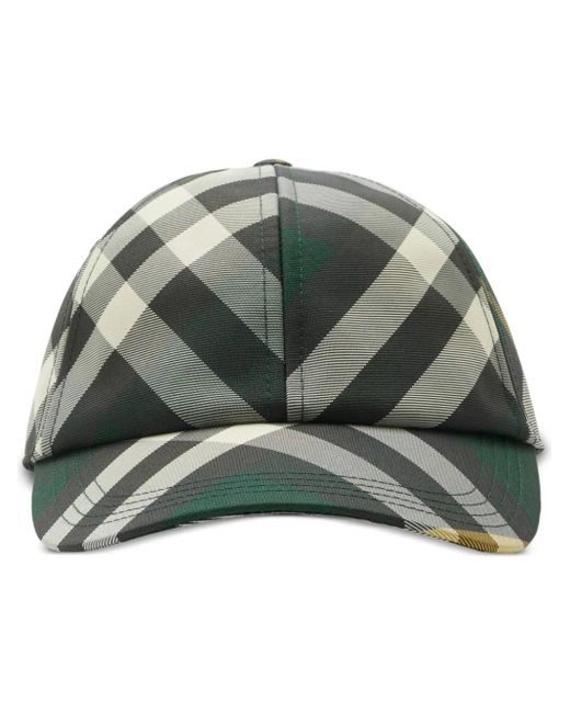 Burberry Green Check Baseball Cap for men