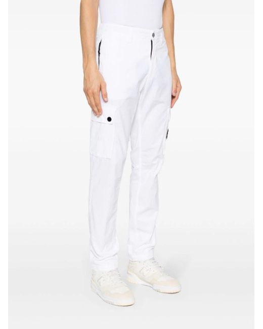 Stone Island White Slim Fit Cargo Pants "Old" Treatment for men