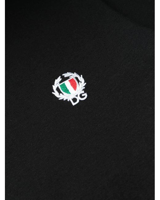 Dolce & Gabbana Black Logo-embroidered T-shirt for men