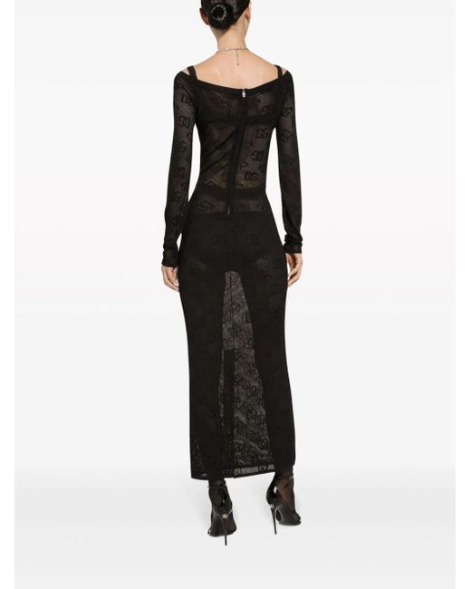 Abito lungo con scollo a V di Dolce & Gabbana in Black