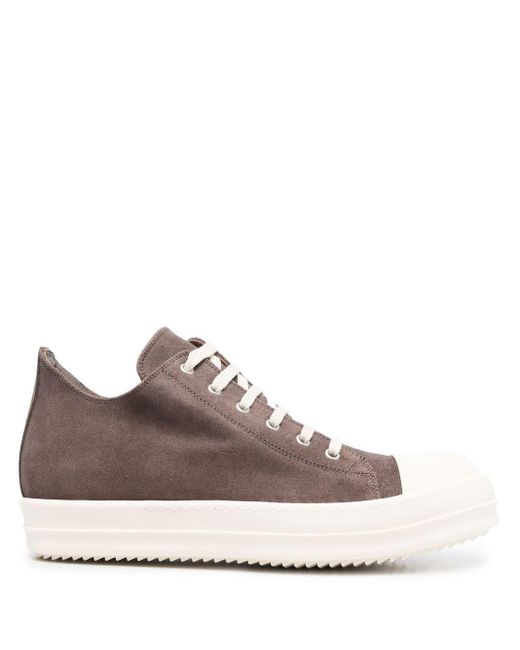 Rick Owens Leather Strobe Low Sneakers in Grey (Grey) for Men | Lyst UK