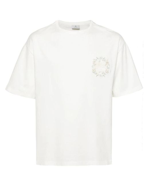 Etro White T-shirt Con Pegaso for men