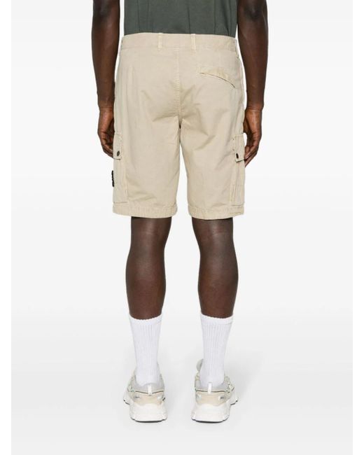 Stone Island Natural Logo Cotton Slim Shorts for men