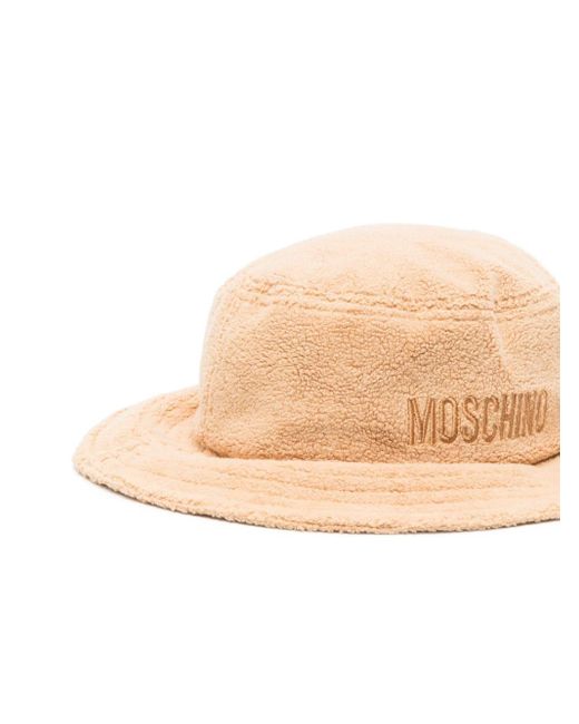 Moschino Natural Embroidered-logo Fleece Bucket Hat