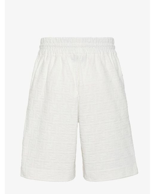 Pantaloni corti in cotone ff bianco di Fendi in White da Uomo