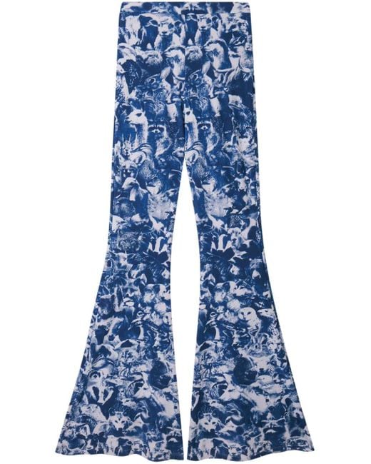 Stella McCartney Blue Pantalone Con Stampa Di Animali Della Foresta