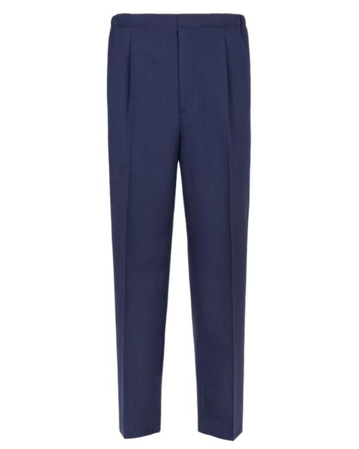 Fendi Blue Pantaloni In Lana for men