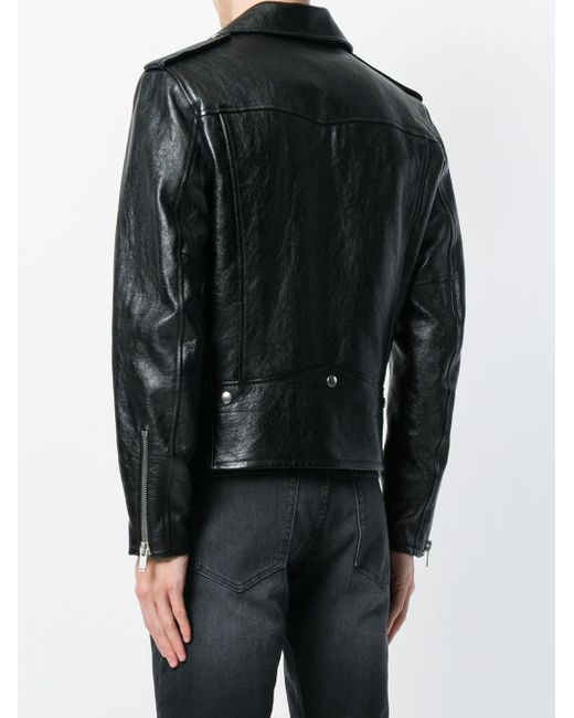 Giacca classica in pelle per motociclisti di Saint Laurent in Black da Uomo