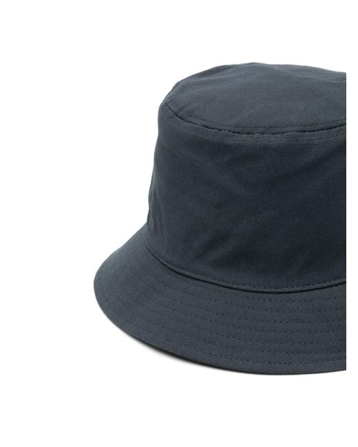 Stone Island Blue Logo Cotton Bucket Hat for men