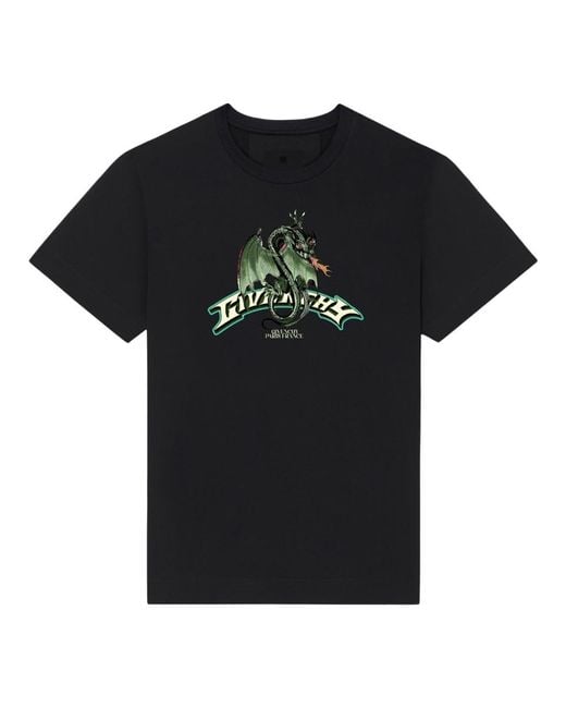 Givenchy Black T-shirt Con Stampa Dragon for men