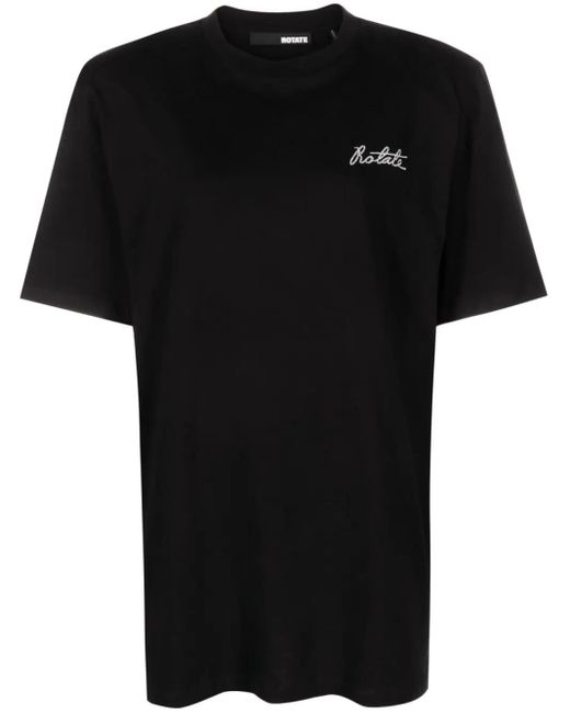 ROTATE BIRGER CHRISTENSEN Black Embroidered-logo Organic-cotton T-shirt