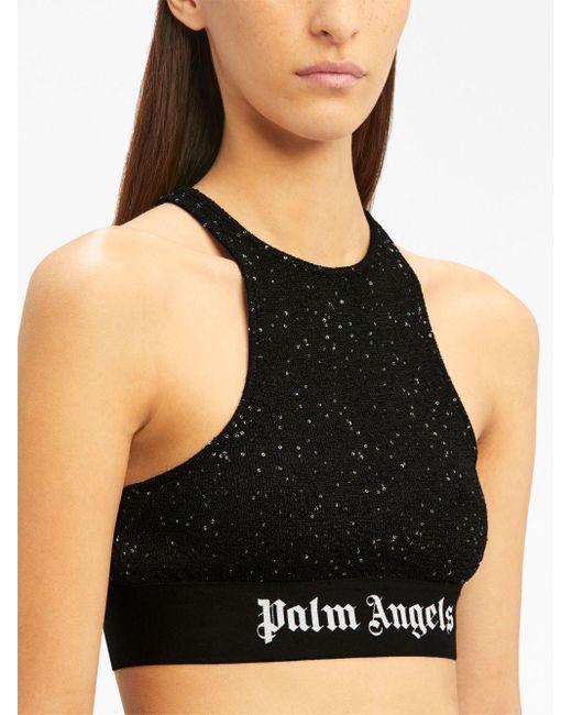 Top SOIREE KNIT LOGO di Palm Angels in Black