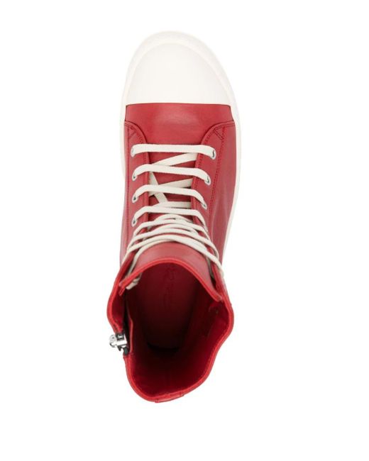 Sneakers alte di Rick Owens in Red