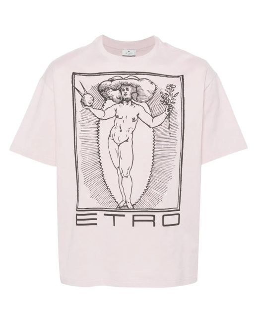 T-shirt con stampa di Etro in Pink da Uomo