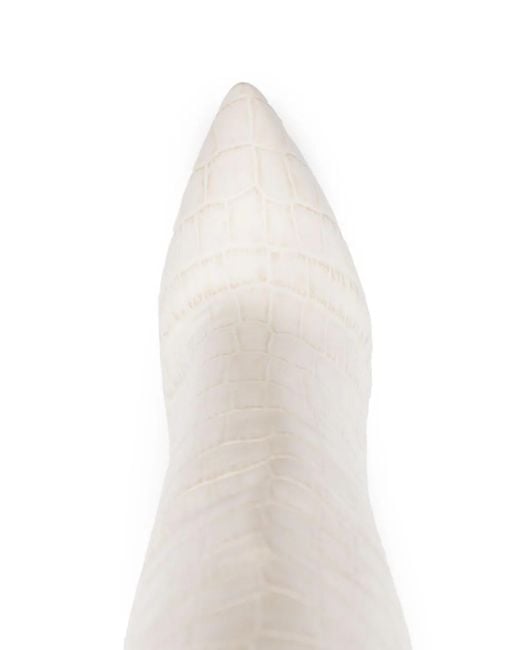 Paris Texas White Anja Croc-effect Leather Knee-high Boots