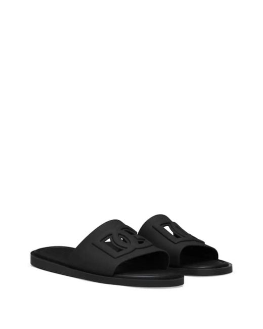 Dolce & Gabbana Black Open Toe Slide Sandals for men