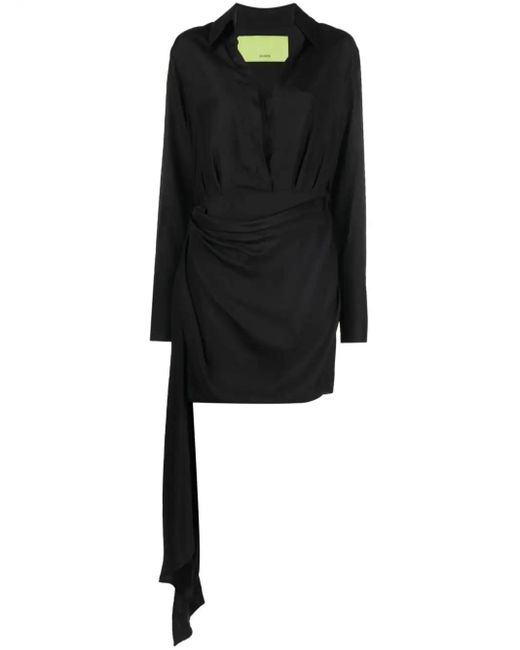 GAUGE81 Black V-neck Draped Dress
