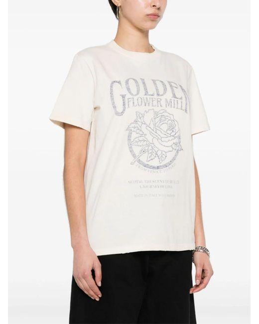 T-shirt con effetto vissuto di Golden Goose Deluxe Brand in White