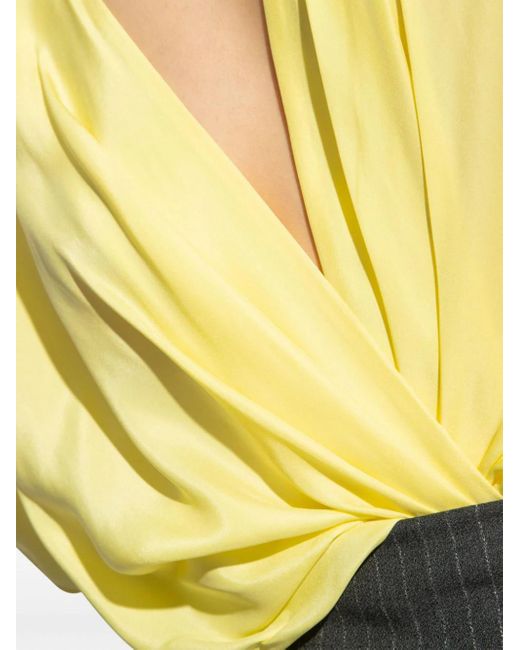 GAUGE81 Yellow Nabi Long Sleeve Silk Bodysuit