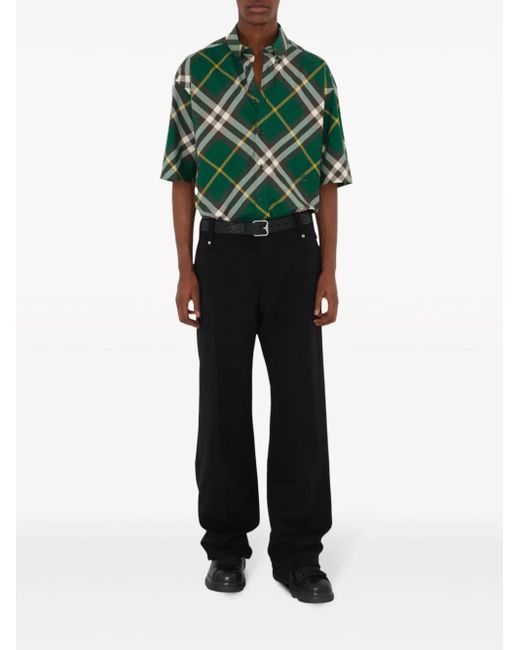 Burberry Green Camicia In Cotone Check for men