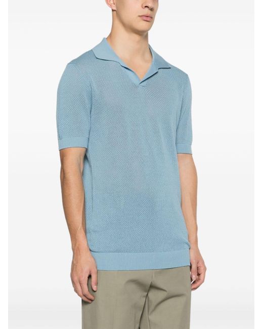 Jake open-knit polo shirt di Tagliatore in Blue da Uomo